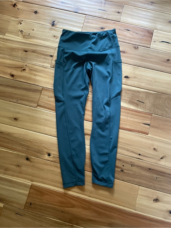 90 Degree By Reflex Pants - 90 Degree By Reflex Teal Leggings with Logo Waistband
